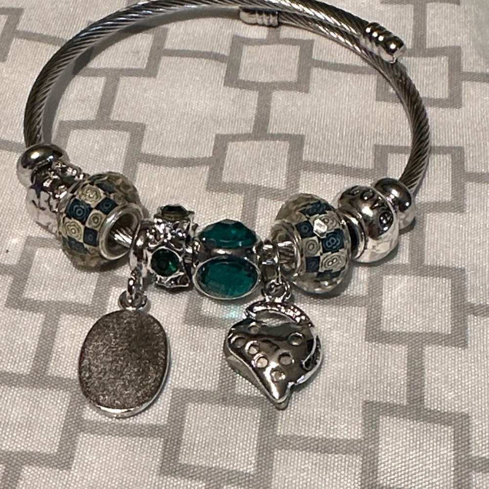 Chic Silver and Green Charm Bracelet - Picture 7 of 7